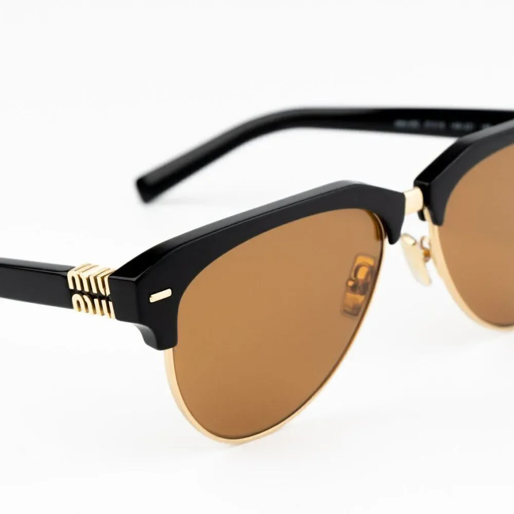 NEW Miu Miu MU09ZS 1AB2Z1 RUNWAY Black Brown Browline Unisex Sunglasses SMU09Z